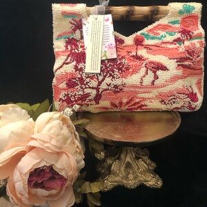 Beaded Coral Pink Flamingo Handbag